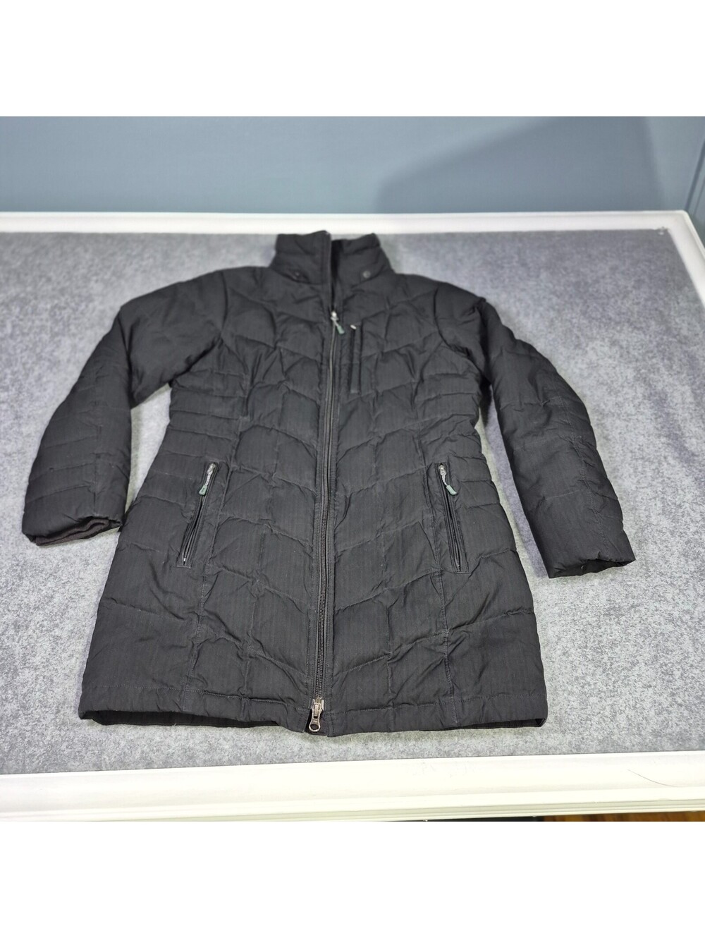 Lands End Down Puffer Jacket Womens Size SX/P Black Thick Warm Cozy
